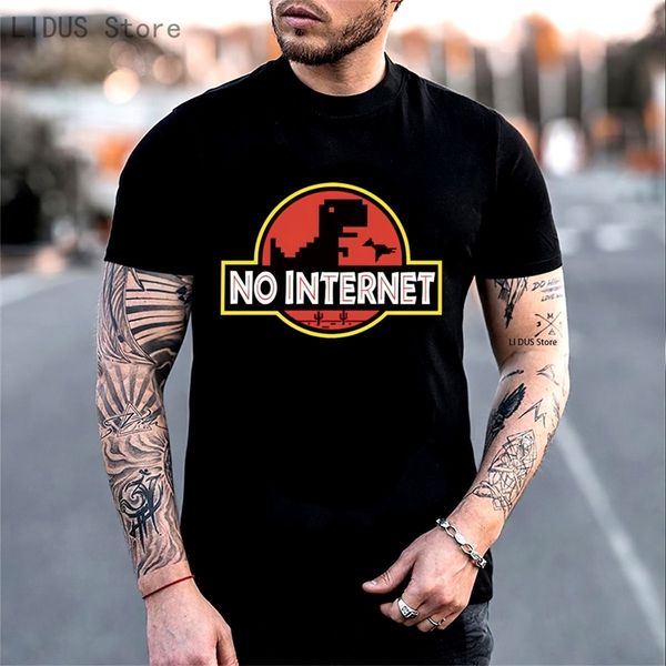 Cartoon Dinosaurier No Internet Dino Jurassic Offline Park T Shirt Harajuku Kurzarm T -Shirt Grafik T -Shirt Brands Tee Top 220622