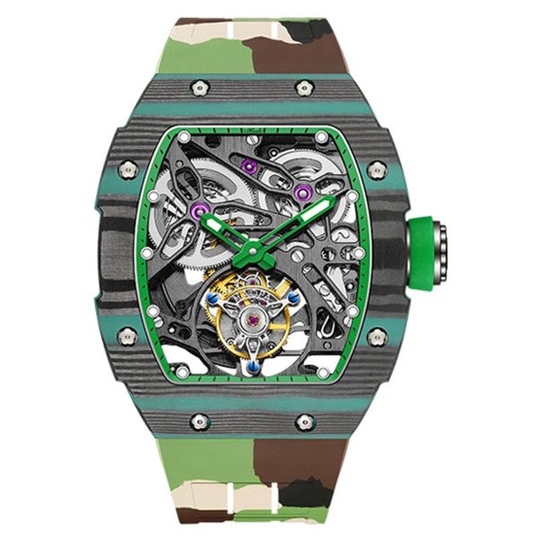 Richarder milles Orologio da uomo di design Orologi da polso Tourbillon militare Orologi HAOFA Movimento automatico di lusso Zaffiro Impermeabile Doppio cinturino in silicone Wri