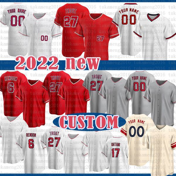 27 Mike Trout 17 Shohei Ohtani Camisa de Beisebol Anthony Rendon Masculino Noah Syndergaard Feminino David Fletcher Juventude Jack Mayfield Luis Rengifo Jo Adell Brandon Marsh