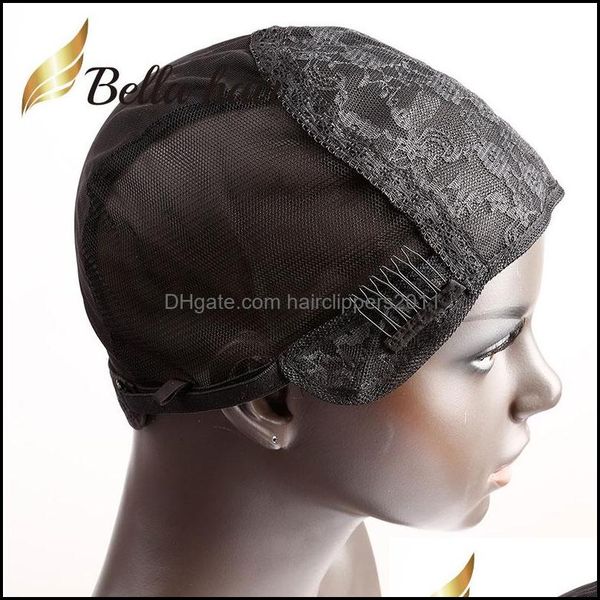 

wig caps hair accessories tools products bella professional glueless double lace for making with adjustable straps and combs swiss black b, Black;brown