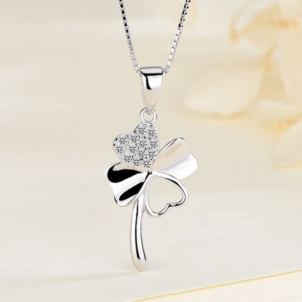 

four leaf clover sterling silver necklace smiley diamond luxury crown jewelry