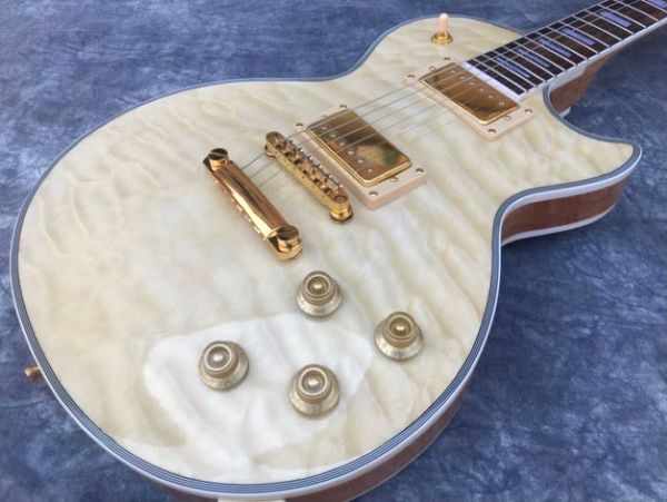 

custom l p electric guitar quilted maple wood gold hardware color original