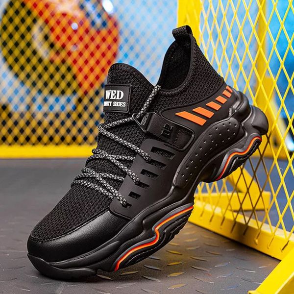 

pu leather sports safety shoes casual sports steel toe, Black;brown