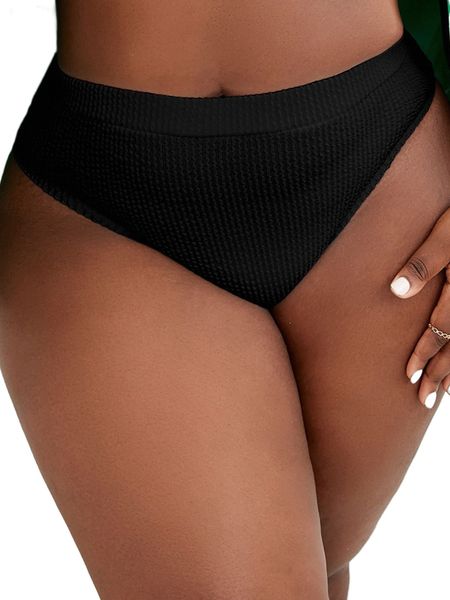 

plus plain textured bikini bottom n9ib#, Black