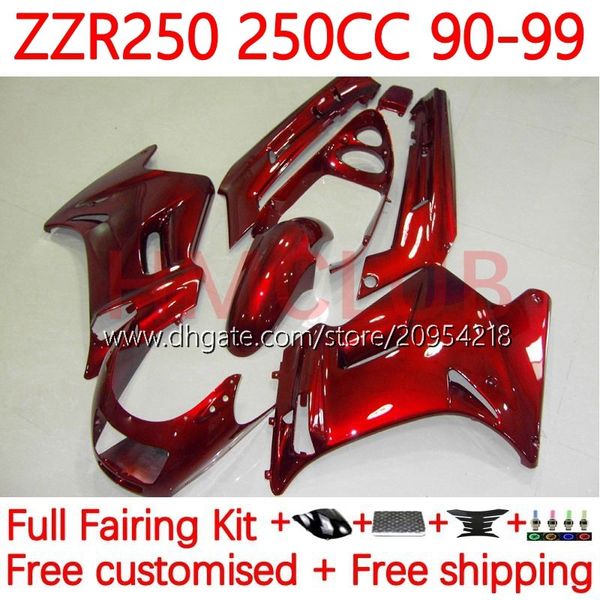 Kit carrozzeria per KAWASAKI NINJA ZZR250 ZZR-250 90 91 92 93 94 95 96 97 98 99 Carrozzeria 16No.64 ZZR 250 CC 1990 1991 1992 1993 1994 1995 1996 1997 1998 1999 Carenatura originale rosso lucido