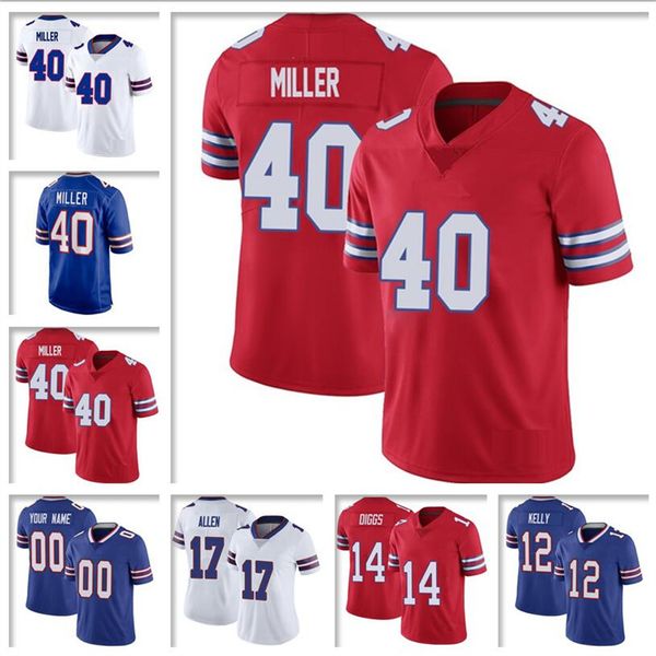 

fans josh allen jersey von miller stefon diggs dawson knox o.j. howard micah hyde bruce smith tre'davious white custom football jerseys, Black