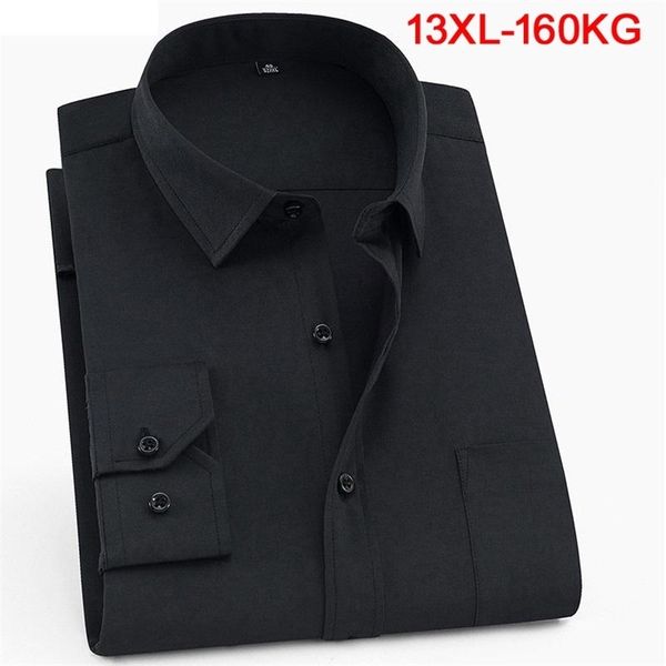 

large size 10xl 11xl 12xl 13xl shirt business office comfortable men's long sleeve lapel black 7xl 8xl 9xl 220323, White;black