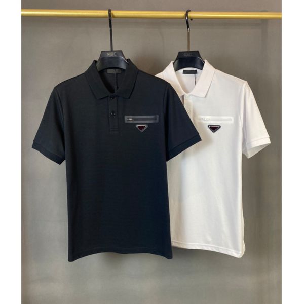 

version european mens polos brand p t shirts luxury designer t-shirts male minimalist triangle iron card classic commuter tees 1982, White;black