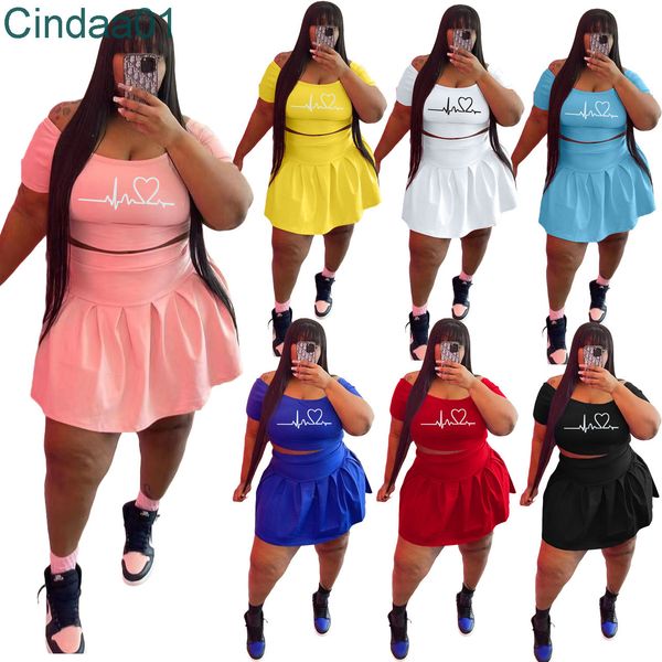 

plus size s-5xl women clothing tracksuits large two piece dress outfits fashion leisure sports skirt set printing dresses, Black