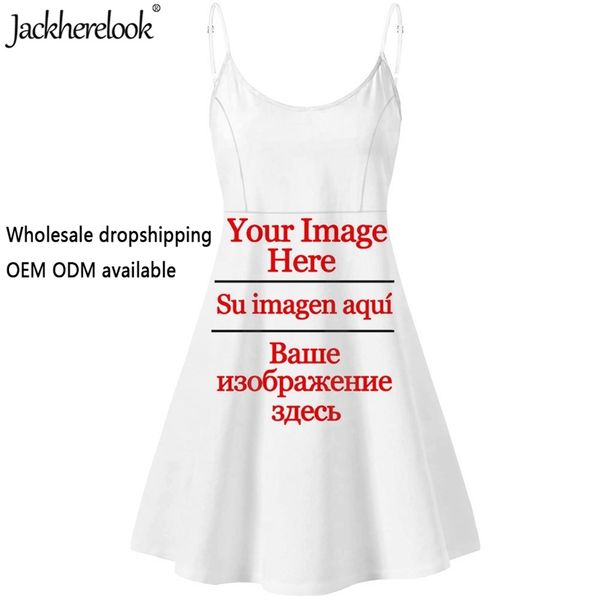 

jackherelook woman slip dress custom image printing summer sleeveless dresses backless sundress drop 220609, Black