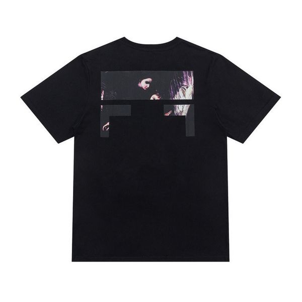 

fashion brand classic mens t shirts offs summer designer women loose tees quality t-shirt letter arrow oil painting black white tshirts lux, White;black