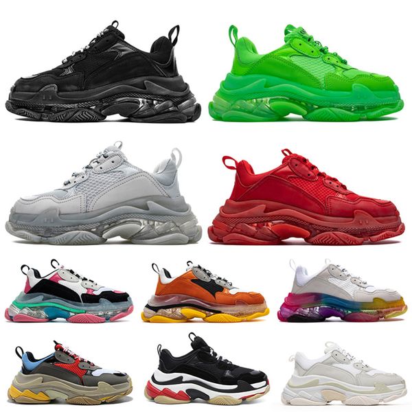

s triple mens fashion women casual shoes crystal red bottoms paris 17fw vintage tripler s sneakers clear sole platform sneakers trainers