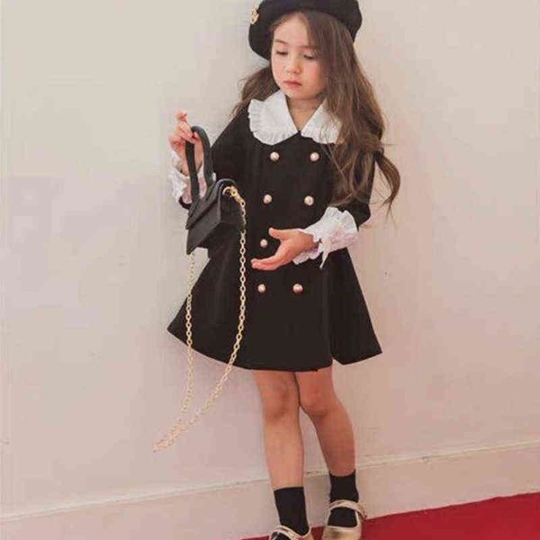 

2021 spring new arrival girls fashion princess long sleeve dress girls double-breasted dresses aa220326, Red;yellow