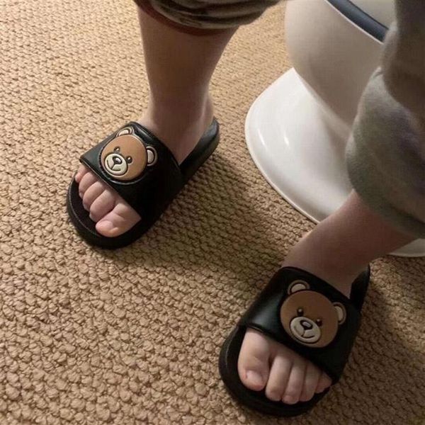 

summer baby boy girls slippers kids shoes luxury designer sliders flip flops indoors child slipper 2 - 8years330o, Black;grey