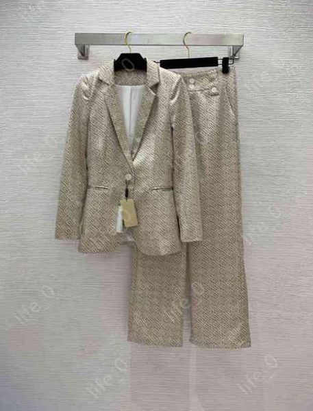 

womens two pieces pants smooth comfortable bt letter print slim fit blazer and straight wide leg trousers two piece sets luxury designer tra, White