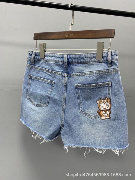 

g 2022 spring and summer dresses new light color jingle cow blue denim shorts doraemon series female jeans clothes for women
