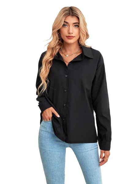 

solid drop shoulder blouse x0tq#, White