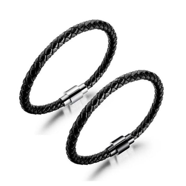 

designer mens charm black leather bracelets fashion braided magnetic buckle hip hop jewelry punk men handmade bracelet for gifts309j, Golden;silver