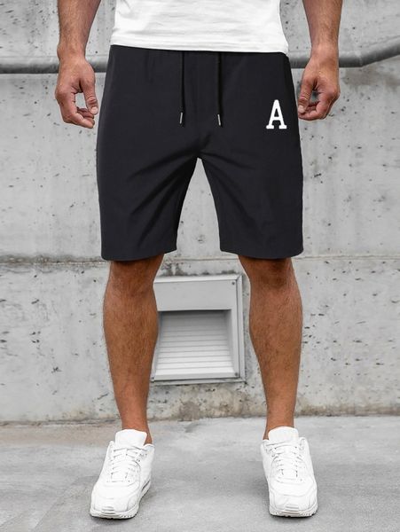 

men letter graphic drawstring waist shorts i4cv#, White;black