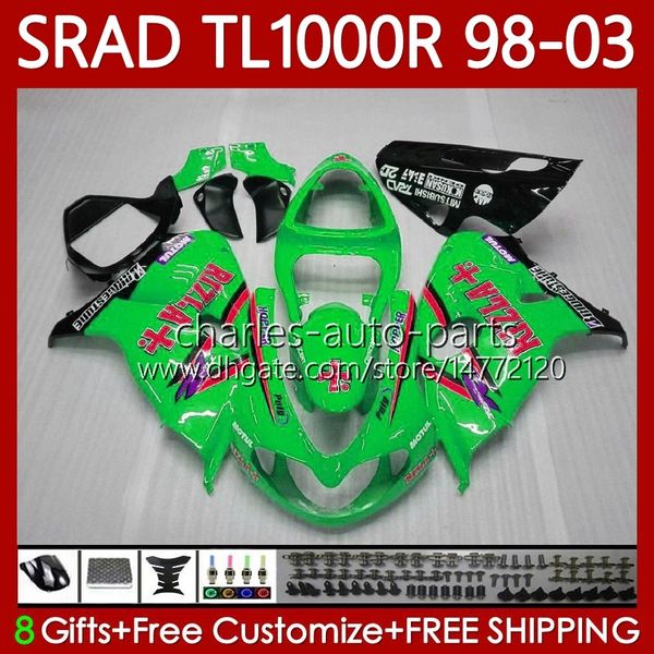 Kit de Corpo para Suzuki Srad TL1000 R TL-1000 TL 1000 R TL1000R 98-03 Bodywork 118No.131 Rizla Verde TL-1000R 1998 2000 2000 2001 2002 2003 TL 1000R 98 99 00 01 02 03 Fairing OEM