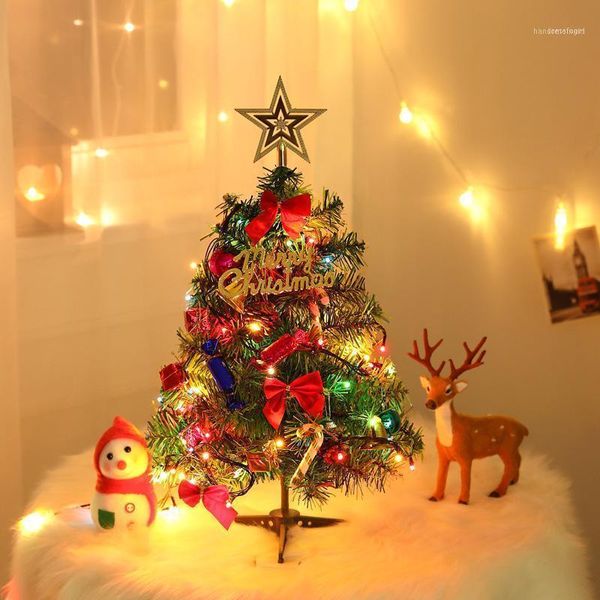 Decorações de Natal 2022 Mini árvore com luzes Bells Bells Pines Presens Desktop Home Year