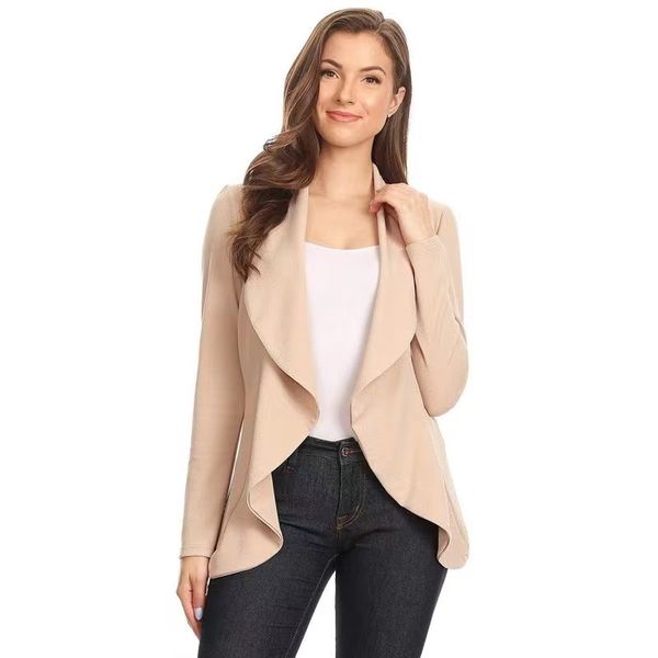 

t7016 women's suits blazers spring long sleeve fashion temperament irregular small blazer top, White;black