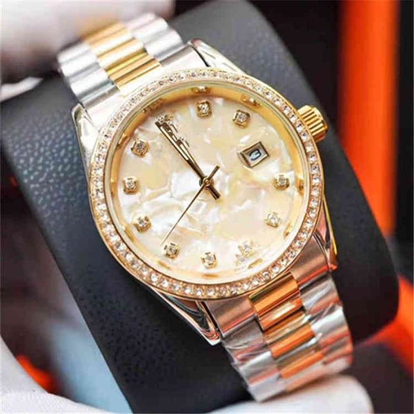 

glass solid steel band watch quartz calendar men's watch gift men's watch straight, Slivery;brown