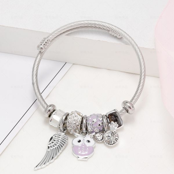 

titanium steel charm bracelets for girls jewelry wholesaler, Golden;silver