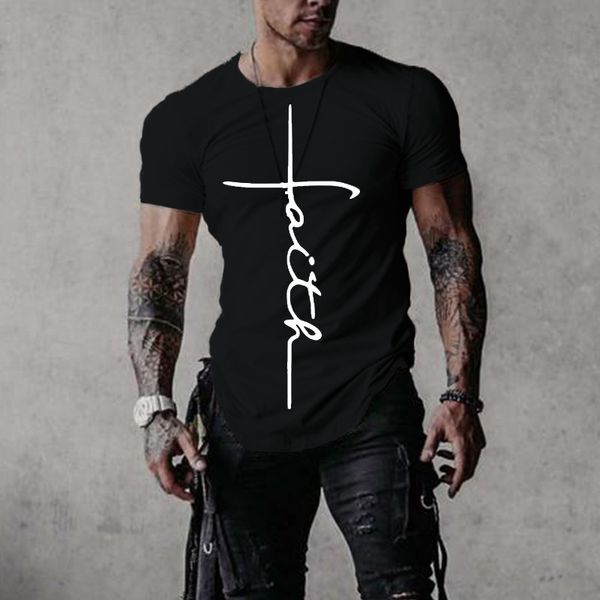 

harajuku shirts men clothing gym fitness short sleeve tshirts sportwear slim faith t shirt tees fashion 220616, White;black