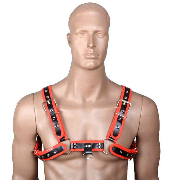 Nxy SM Bondage Maschile Pu Leather Lingerie Regolabile BDSM Sexy Pettorina per il petto Cintura di ritenuta Cinghia Corpo Flirtare Giocattoli sessuali per uomini gay 220423