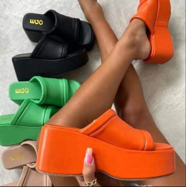 

new womens slipper fish mouth thick bottom casual wedges sandals stylish comfortable flat mules plus size zapatilla mujer, Black