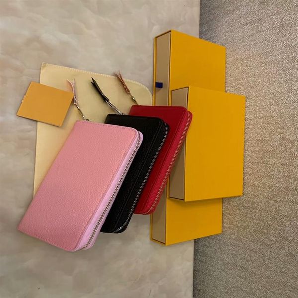 

famous embossed floral leather men zipper wallets women pu long wallet coin pocket card holders with boxes273e, Red;black