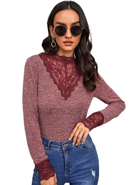 

space dye contrast lace tee i5rq#, White