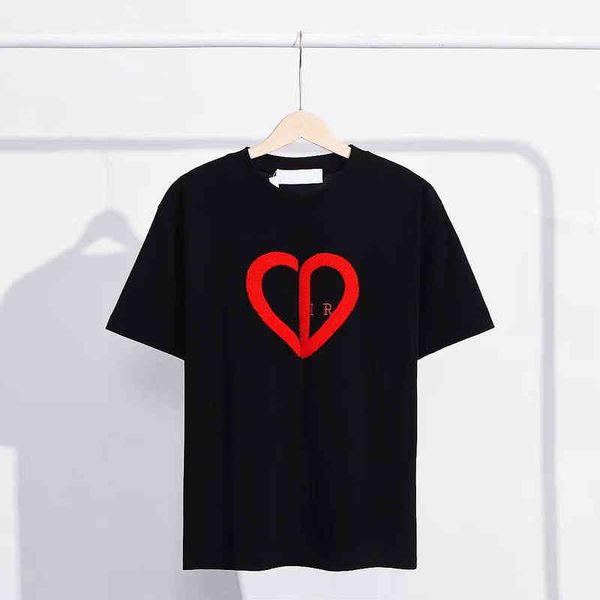 

2022 summer new love embroidery t-shirt spring and small fragrance versatile valentine's day princess cotton bottomed shirt women, White