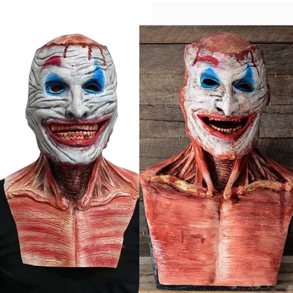 Máscaras de festa horror smile de cabeça cheia de cádica de latex de zumbi de zumbi de zumbi assustadora fantasia de fantasia