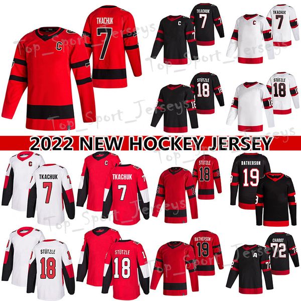 

ottawa senat0rs hockey jersey 7 brady tkachuk 72 thomas chabot 18 tim stutzle 30 matt murray 19 drake batherson reverse retro jerseys, Black;red