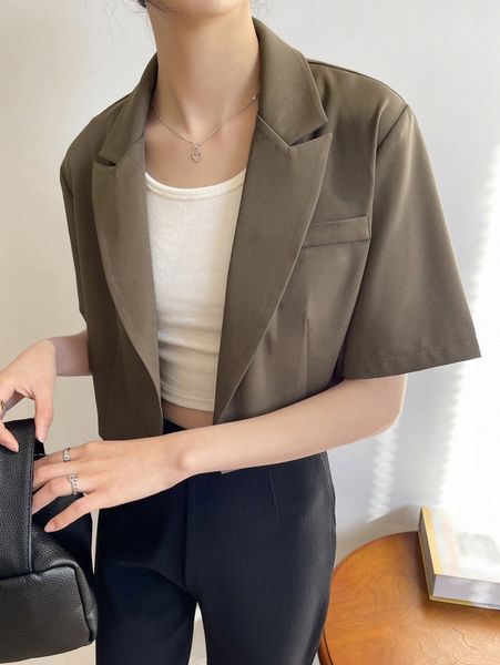 

dazy lapel collar single button blazer l0tu#, White