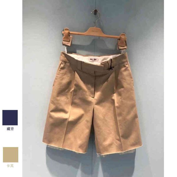

women's shorts baton style mujia summer double-layer raw edge casual straight bermuda cropped shorts 6pkv, White;black
