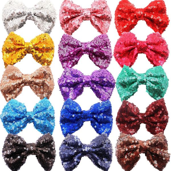 

4inch sequin bow hairgrip childrens day gift fashion hair accessories festival stage performance headdress wholesale 1 59mn d3, Slivery;white