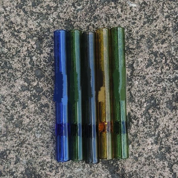 Commercio all'ingrosso 3.62 pollici Colroful 2mm di spessore One Hitter Bat Tubi di vetro Supporto per narghilè Steamroller Filtri per tubi a mano per tabacco Bruciatore di olio per erbe secche Dab Rigs