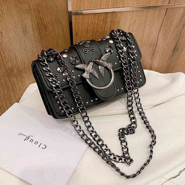 

pinkoos designer bags swallow female 2022 new shoulder rivet chain fashion small square yzl 8gfe