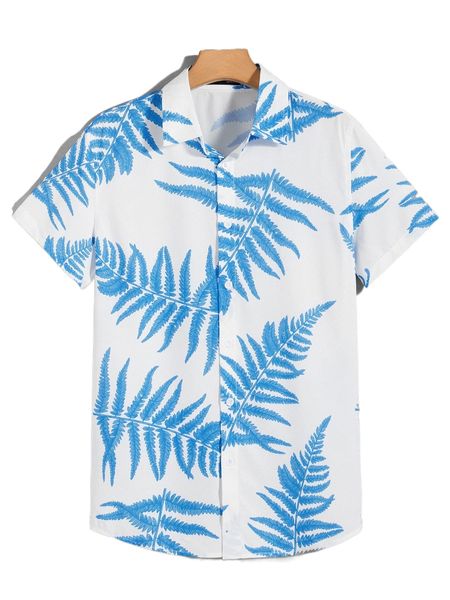 

men tropical print shirt 80ig#, White;black