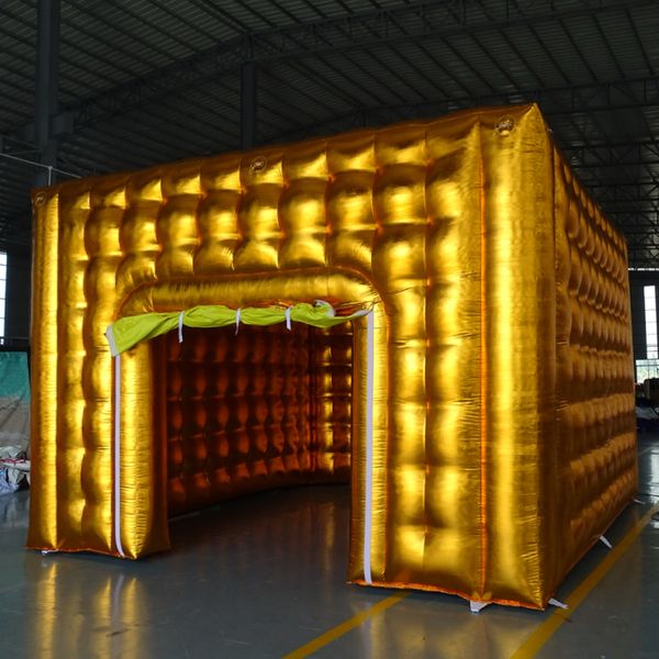 Tenda de cubo inflável personalizada dourada / tira com preço de fábrica Gaint Blow Up Air Marquee para eventos de festa de casamento Decoração ao ar livre de acampamento