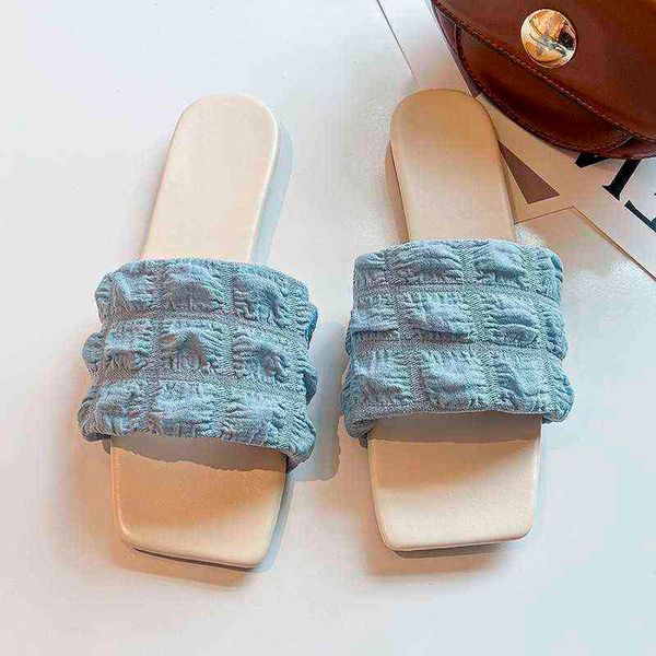 

summer new sweet soft bottom non slip slippers home fashion elegant square head ytmtloy indoor zapatillas de casa sandals 1 220610, Black