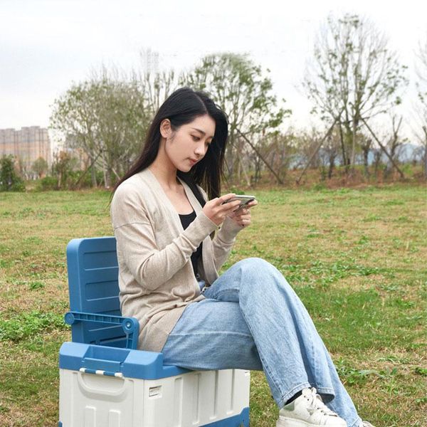 Auto-Organizer, Kofferraum-Aufbewahrungsbox, 40 l, Klapphocker, Picknick-Reise, Lebensmittel, Kleinigkeiten, Auto-Zubehör, Organisationsschrank