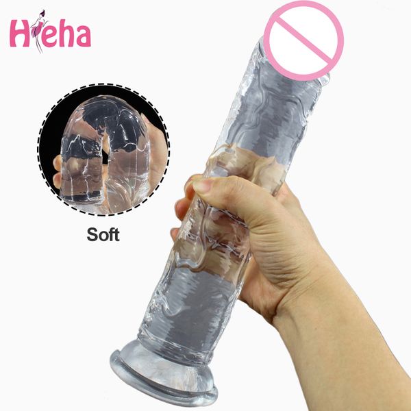 Jelly Dildo Brinquedos Sexy para Mulher Pênis Realista com Copa de Sucção G Spot Vagina Estimulador de masturbação feminina Produtos