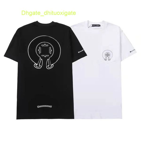 

classic luxury mens t shirts fashion brand ch men tees horseshoe cross designer tshirts summer man hip hop sweater sanskrit letter t-shirt, White;black