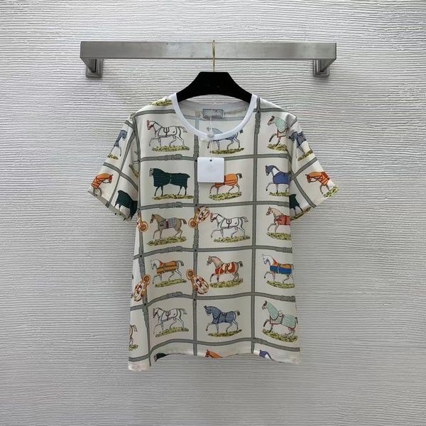 

2022 summer autumn o neck short sleeve fashion print designer brand same style tees milan runway t-shirt 0521-4, White