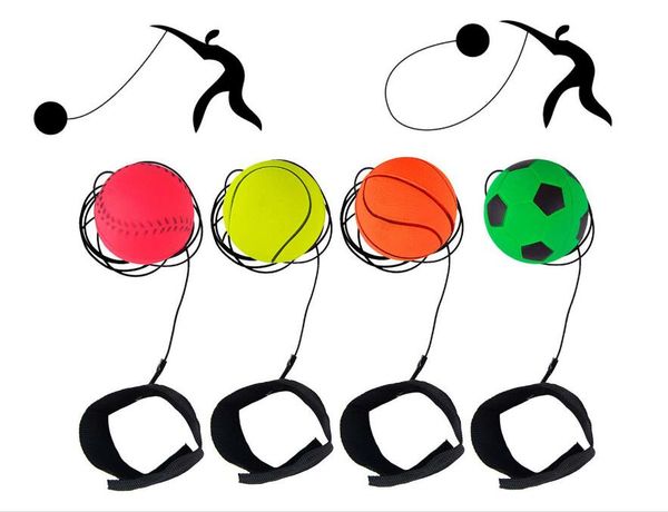 

balls sponge rubber ball throwing bouncy kids funny elastic reaction training wrist band ball for outdoor game toy novelty