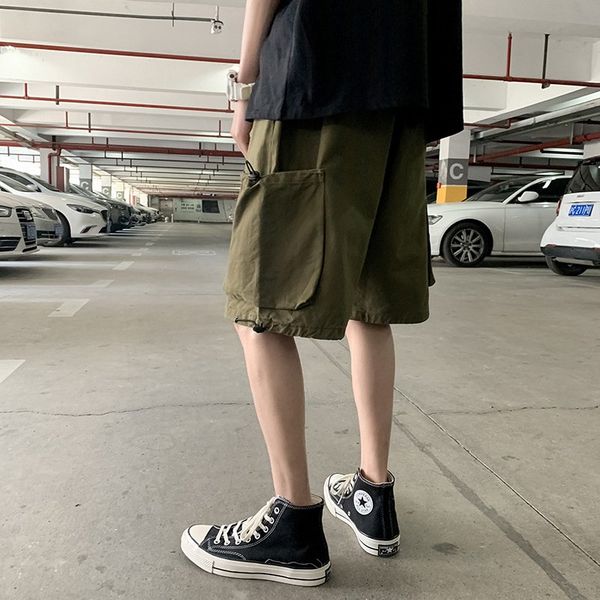 

men's pocket shorts mens trend summer loose broad legs e550#, White;black